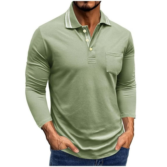 Bxsruta Shirts for Men, Men's Half Button Cardigan Long Sleeve Shirt with Functional Chest Pocket and Comfort Flip Collar for Casual Wear