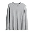 thumbnail image 1 of Bxsruta Shirts for Men, Men's Long Sleeves Shirts Loose Fit V-Neck Pullover Blouse in Solid Comfort Fabric, 1 of 3