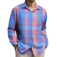 thumbnail image 1 of Bxsruta Shirts for Men, Men's Multi-Color Print Button Up Shirt, Polyester-Spandex Long Sleeve Lapel Top, 1 of 5