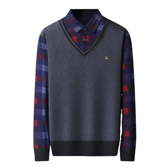Bxsruta Shirts for Men, Men's Patterned Base Layer Shirt with Turndown Collar in Soft Knit Fabric