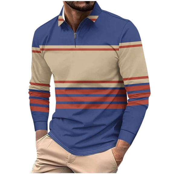 Bxsruta Shirts for Men, Men's Printed Turn-Down Collar Pullover Blouse, Long Sleeve Athletic Shirt