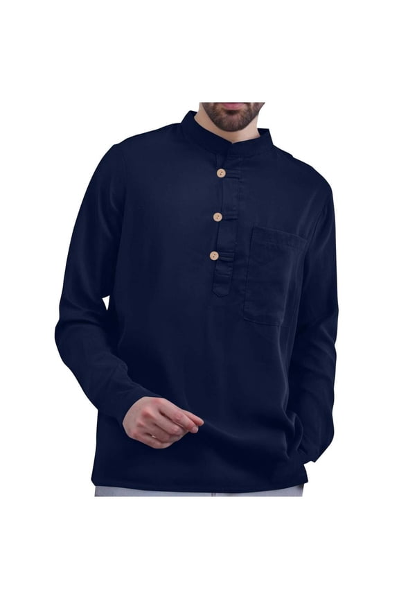 Shirts for Men, Men's Relaxed Mandarin Collar Shirt