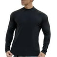 thumbnail image 1 of Bxsruta Shirts for Men, Men's Shirts Solid Polyester Thermal Mock Neck Base Layer Top, 1 of 6