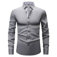 thumbnail image 1 of Bxsruta Shirts for Men, Men's Slim Fit Lightweight Business Shirt Long Sleeve Lapel Color Block Formal Polyester Spandex Work Attire, 1 of 3