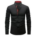 thumbnail image 1 of Bxsruta Shirts for Men, Men's Slim Fit Lightweight Business Shirt Long Sleeve Lapel Color Block Formal Polyester Spandex Work Attire, 1 of 3