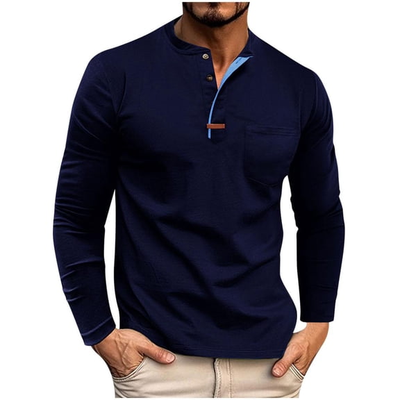 Bxsruta Shirts for Men, Men's Soft Waffle-Knit Long Sleeve Shirt with Buttoned Chest Pocket