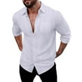 thumbnail image 1 of Bxsruta Shirts for Men, Men's Solid Polyester Long Sleeve Lapel Button Pocket Shirt Breathable Knit Top, 1 of 8