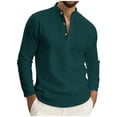 thumbnail image 1 of Bxsruta Shirts for Men, Men's Stand Collar Full Button Thermal Blouse, Fleece-Lined Long Sleeve Casual Shirt, 1 of 8