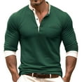 thumbnail image 1 of Bxsruta Shirts for Men, Men's V-Neck Base Layer Long Sleeve Button-Up Shirt Stretch Polyester Spandex Thermal Casual Slim Fit Underwear Top, 1 of 5