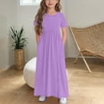 thumbnail image 1 of Bxsruta Short Sleeve Ruffled Pocket Dress with Round Neck, Flattering Flowy Design for Daily Activities, Casual Gatherings, and Holiday Occasions, 1 of 6