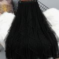 thumbnail image 1 of Bxsruta Skirts for Women, Women's Beaded Floral Mesh Skirt with High Elastic Waist, Flowy Multi-Layered Skirts, 1 of 7
