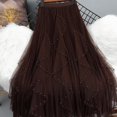 thumbnail image 1 of Bxsruta Skirts for Women, Women's Beaded Floral Mesh Skirt with High Elastic Waist, Flowy Multi-Layered Skirts, 1 of 7