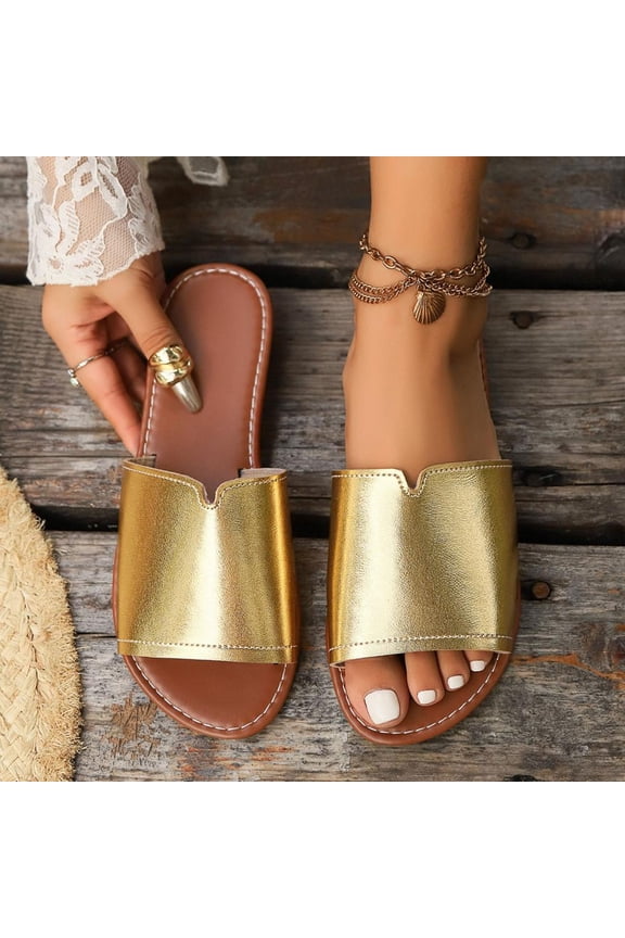 Sleek Fish Mouth Slide Sandals with Memory Foam Insole, Lightweight Summer Casual Shoes