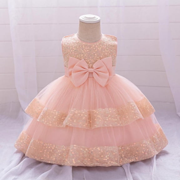 Bxsruta Sleeveless Beaded Bow Mesh Princess Dress with Round Neck, Elegant Performance Design for Photo Shoots, Pageants, and Special Celebrations