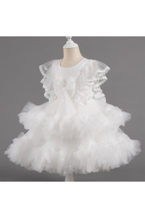 Sleeveless Tiered Mesh Formal Dress for Parties, Round-Neck Layered Tulle Gown, Pageant Celebration Attire