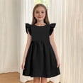 thumbnail image 1 of Bxsruta Soft Polyester Blend Short Sleeve Round Neck Dress with Back Button Detail, Breathable Comfort for Everyday Wear, Easy-Care Wrinkle-Resistant Design, 1 of 8