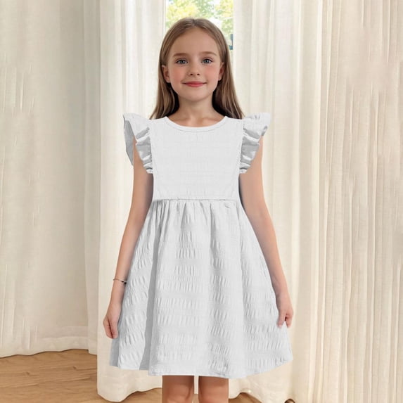 Bxsruta Soft Polyester Blend Short Sleeve Round Neck Dress with Back Button Detail, Breathable Comfort for Everyday Wear, Easy-Care Wrinkle-Resistant Design