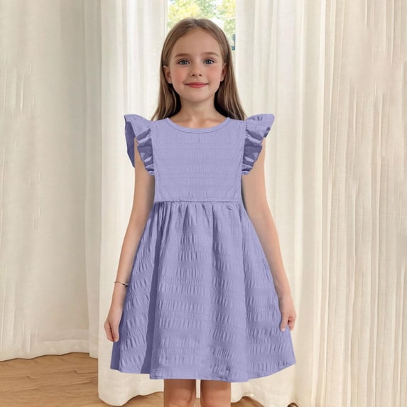 Bxsruta Soft Polyester Blend Short Sleeve Round Neck Dress with Back Button Detail, Breathable Comfort for Everyday Wear, Easy-Care Wrinkle-Resistant Design