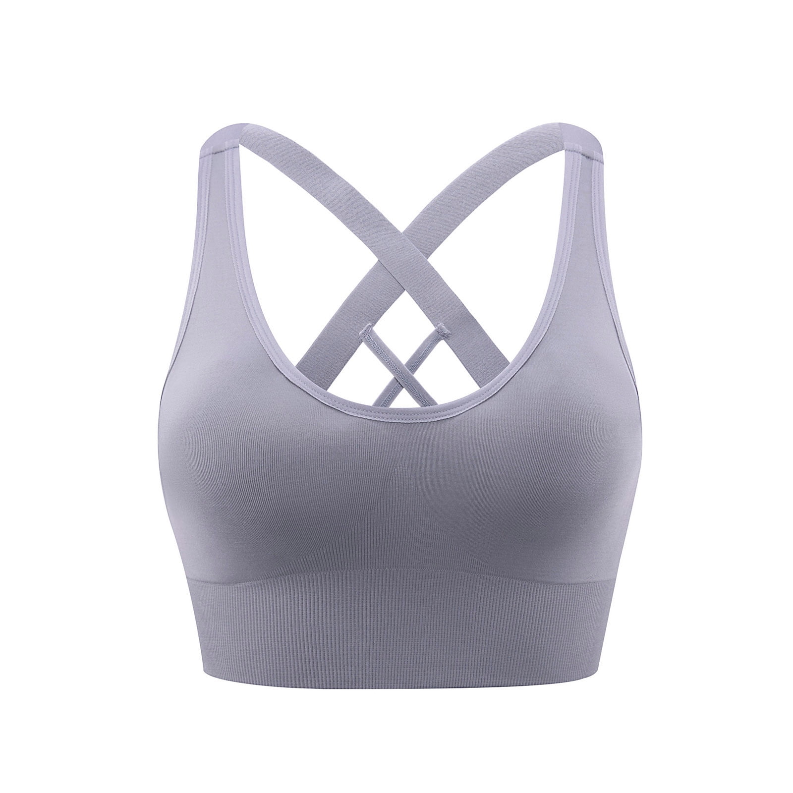 Bxsruta Sports Bra for Women, Criss-Cross Back Padded Strappy Sports ...