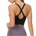 thumbnail image 1 of Bxsruta Sports Bras for Women Criss-Cross Back Padded Workout Tank Tops Medium Support Crop Tops for Women Black XL, 1 of 6