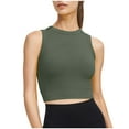 thumbnail image 1 of Bxsruta Sports Bras for Women Racerback High Neck Longline Padded Workout Crop Tank Tops with Built in Bra Army Green L, 1 of 4
