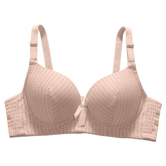 Bxsruta Sports Bras for Women, Women's Daily Adjustable Underwear Gathered Thin Bra Without Steel Ring, Beige