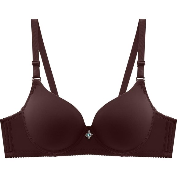 Bxsruta Sports Bras for Women, Women's Daily Adjustable Underwear Gathered Thin Bra Without Steel Ring, Coffee