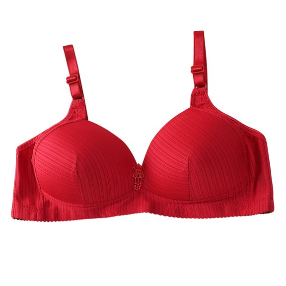 Bxsruta Sports Bras for Women, Women's Daily Adjustable Underwear Gathered Thin Bra Without Steel Ring, Red