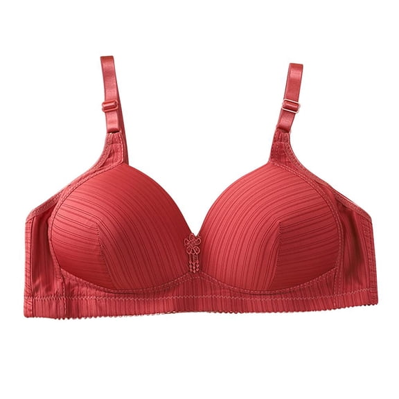 Bxsruta Sports Bras for Women, Women's Daily Adjustable Underwear Gathered Thin Bra Without Steel Ring, Wine