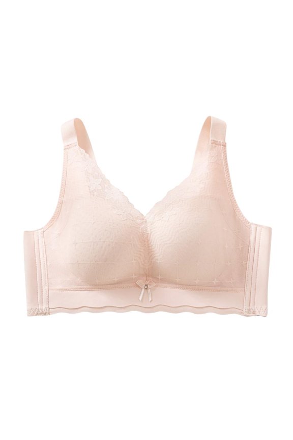 Sports Bras for Women, Women's Lace-free Thin Cups Side-folded Breasts Big Breasts and Small Underwear, Pink