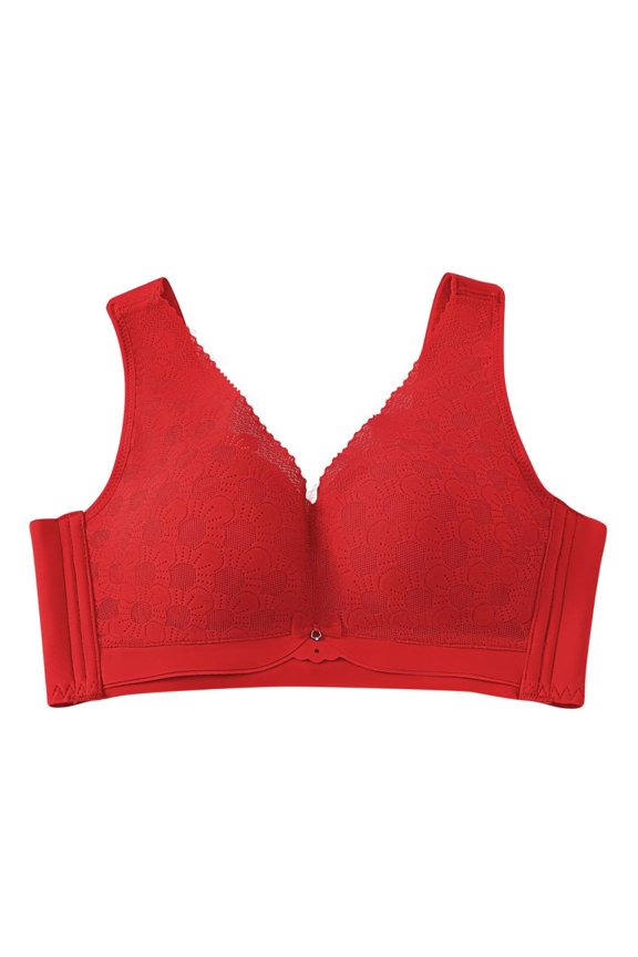 Sports Bras for Women, Women's Lace-free Thin Cups Side-folded Breasts Big Breasts and Small Underwear, Red