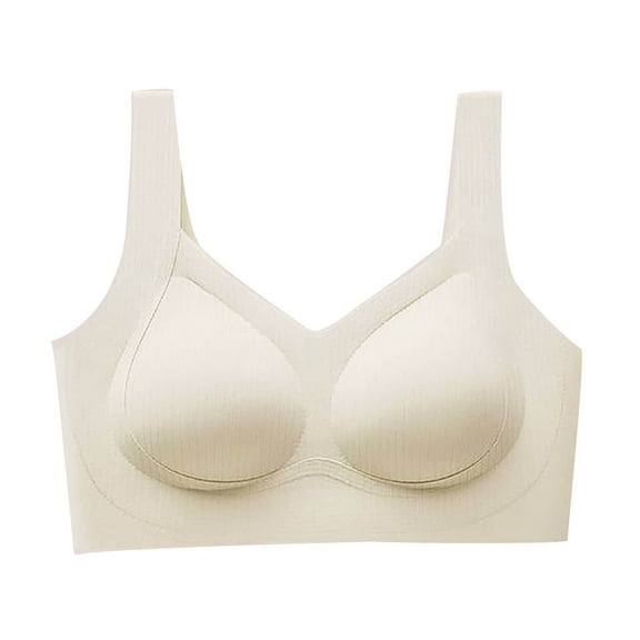 Bxsruta Sports Bras for Women, Women's New Seamless Bra Women's Lifting Sagging Bra Gathered Without Steel Rings Sleep Bra, White
