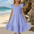 thumbnail image 1 of Bxsruta Square NeckSleeve Sundress, Smocked Bodice with Adjustable Straps, Flowy A-Line Skirt, 1 of 8
