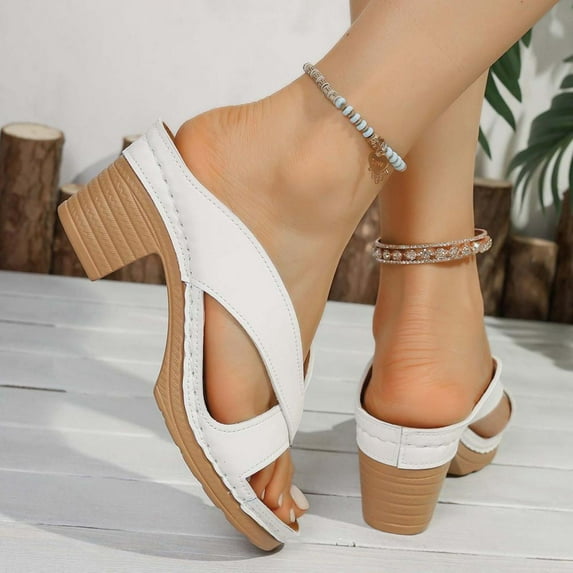 Bxsruta Stabilizing Block Heel Mules, Padded Ankle Strap with -Stitched Vamp Detailing