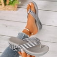thumbnail image 1 of Bxsruta Striped Pattern Wedge Sandals with Adjustable Ankle Strap, Comfortable Walking Shoes, 1 of 8