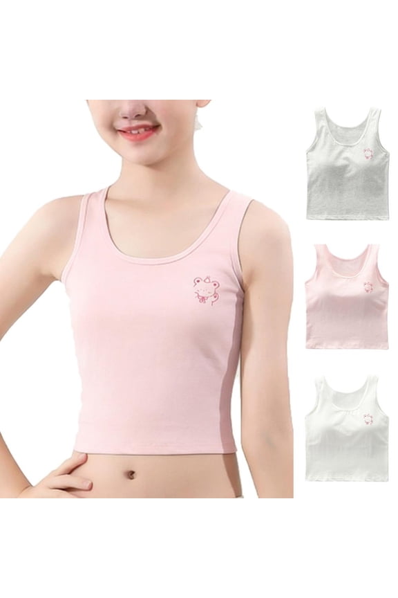 Teen Girls' Cotton Longline Training Bra, No Show Wirefree Stay in Place Everyday Bra for Ages 10-15