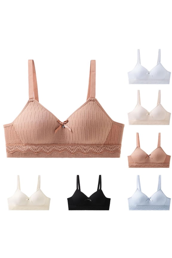 Teen Girls Wirefree Cotton Bras Soft Breathable First Bra Youth Everyday Full Coverage Underwear Pack 32-38 AB