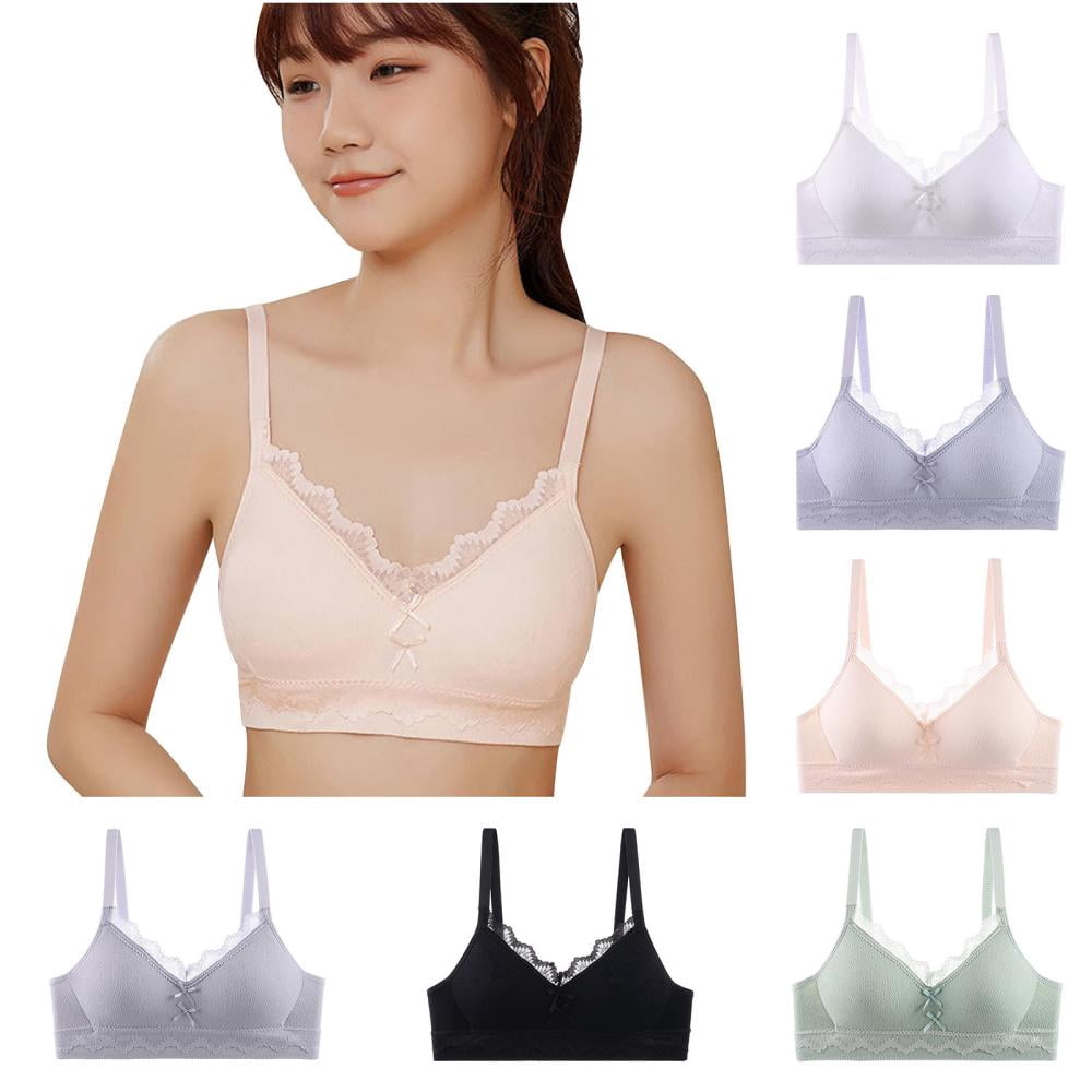 Bxsruta Teen Girls Wirefree Lightly Lined Cotton Bras Soft Breathable ...