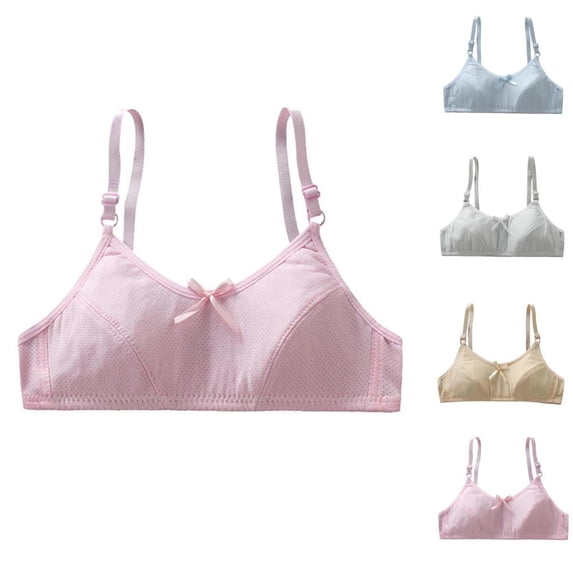 Bxsruta Teen Girls Wirefree Padded Training Bra Seamless Soft Stretch First Developmental Stage Bra with Removable Cups