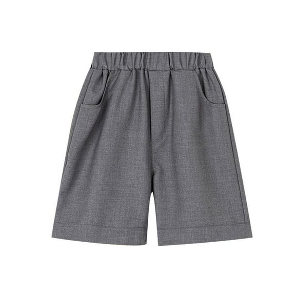 Bxsruta Toddler Boy Shorts, Boy Children's Lattice Pants Elastic Waisted Easy to Dry Pants, Gray 110
