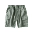 thumbnail image 1 of Bxsruta Toddler Boy Shorts, Boys' Summer Five Quarter Pants Solid Color Casual Fashion Pocket Shorts, Army Green 4-5 Years, 1 of 4