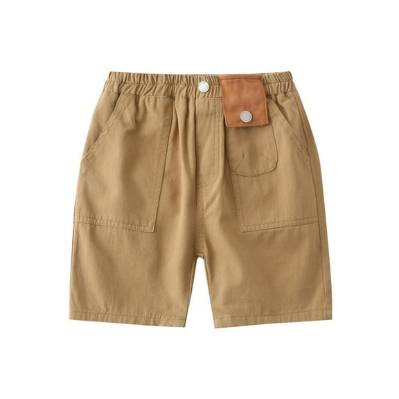 Bxsruta Toddler Boy Shorts, Summer Boys' Solid Color Five Quarter Pants Versatile Elastic Pants Hot Pants for Outerwear Short Work Pants Five Quarter Pants, Khaki 5 Years