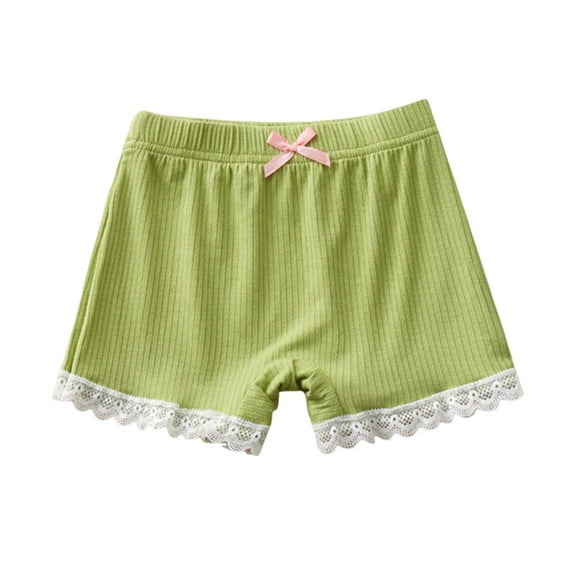 Bxsruta Toddler Girl Shorts, Children's Solid Color Bow Lace Bow Cotton Casual High Waisted Leggings and Shorts, Green 2 Years