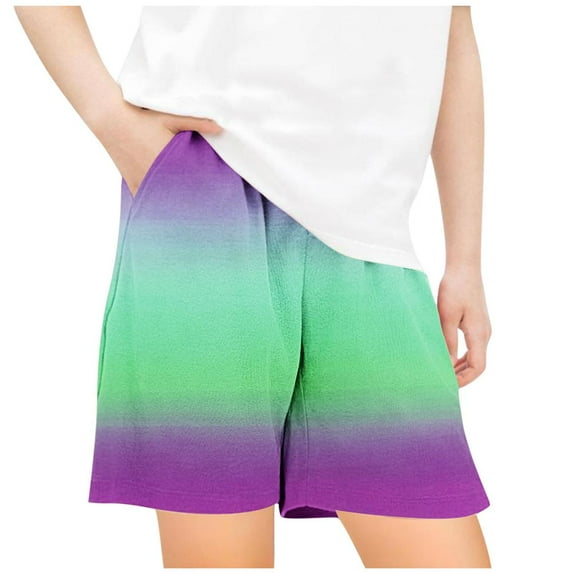 Bxsruta Toddler Girl Shorts, Children's Summer Beach Hawaiian Print Boys and Girls Elastic Waistband Pocket Casual Pants Loose Shorts, Green 9-10 Years