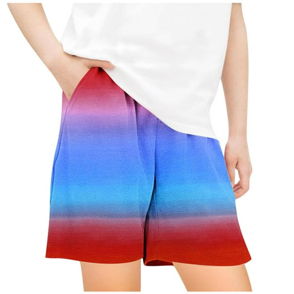 Bxsruta Toddler Girl Shorts, Children's Summer Beach Hawaiian Print Boys and Girls Elastic Waistband Pocket Casual Pants Loose Shorts, Red 7-8 Years