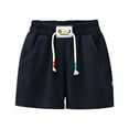 thumbnail image 1 of Bxsruta Toddler Girl Shorts, Children's Summer Cotton Casual Sports Shorts with Pocket Shorts, Navy 8-9Years, 1 of 7