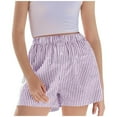 thumbnail image 1 of Bxsruta Toddler Girl Shorts, Children's Summer Stripe Print with Pocket Waist Sports and Leisure Shorts for Kids, Purple 3-4 Years, 1 of 8