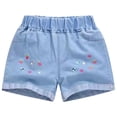 thumbnail image 1 of Bxsruta Toddler Girl Shorts, Summer Thin Style Medium Size Children's and Girls' Printed Denim Shorts with Pockets for Sports and Casual Wear, Blue B 3-4 Years, 1 of 3