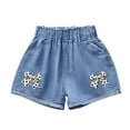 thumbnail image 1 of Bxsruta Toddler Girl Shorts, Summer Thin Style Medium Size Children's and Girls' Printed Denim Shorts with Pockets for Sports and Casual Wear, Blue C 10-11 Years, 1 of 4