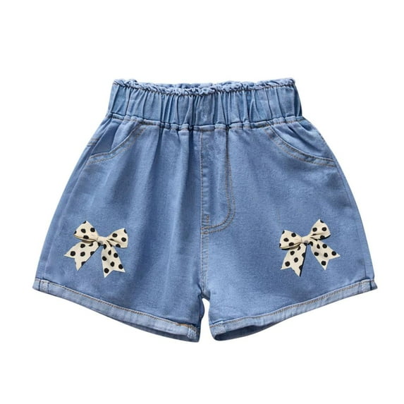 Bxsruta Toddler Girl Shorts, Summer Thin Style Medium Size Children's and Girls' Printed Denim Shorts with Pockets for Sports and Casual Wear, Blue C 10-11 Years